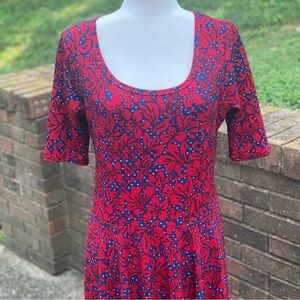 New XL LulaRoe Nicole Red Floral Dress